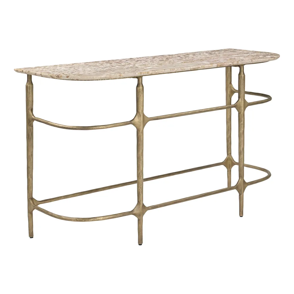 Rochester Console Table Beige & Brass