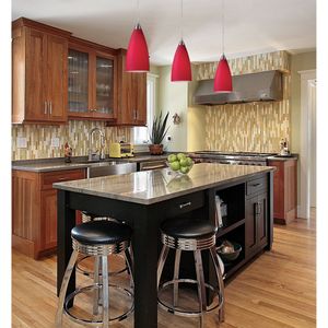 Vesta 5'' Wide 1-Light Mini Pendant - Satin Nickel with Cardinal Red Glass 6