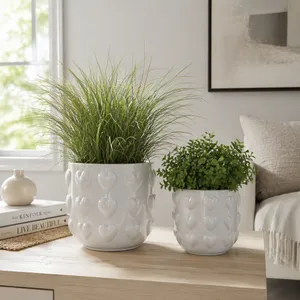 DRAPEROAK SET OF 2 WHITE PLANTER 7 (IN) 2