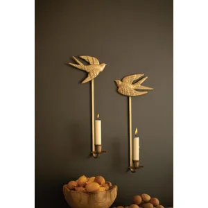 Antique Gold Sparrow Candle Wall Sconces 3