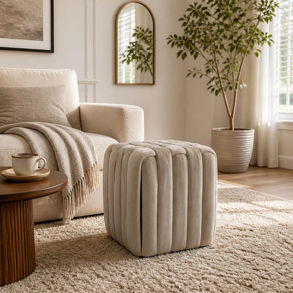 TRENTONSIDE TAN OTTOMAN 18 (IN)