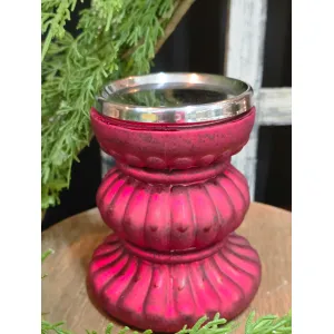 Sm Antique Red Mercury Candle Holder 4.5x4.5x5in 1