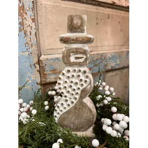 Beaded Wooden Snowman 12x4in 1