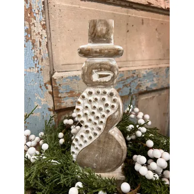 Beaded Wooden Snowman 12x4in