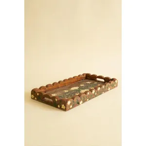 Recycled Wood Tray with Hand-Painted Detail 4