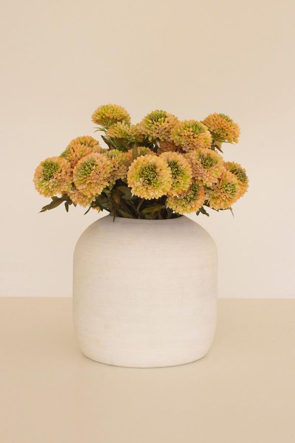 Bundle of 7 Artificial Yellow Ball Dahlias