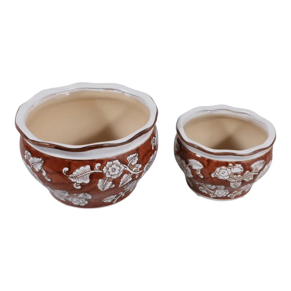HENLEYDALE SET OF 2 BROWN PLANTER 7 (IN)