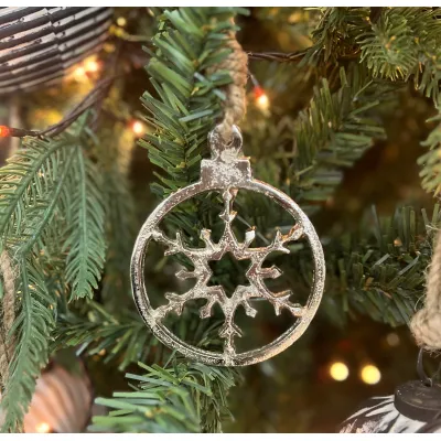Hollw Nickel Snowflake Ornament 4x3in