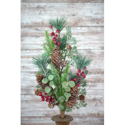 Red Icy Berry & Pine 18in Pick