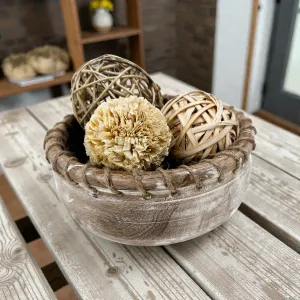 Wooden Bowl with Jute 8x8in 1