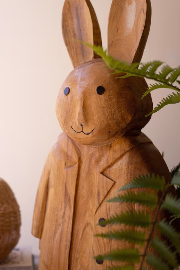 Large Standing Camphor Wood Rabbit
