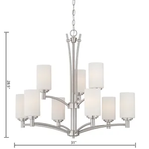 Pittman 31'' Wide 9-Light Chandelier - Brushed Nickel 2