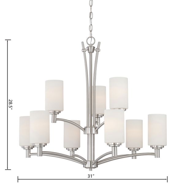 Pittman 31'' Wide 9-Light Chandelier - Brushed Nickel