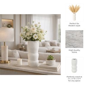 REGANWIND WHITE VASE 12 (IN) 10