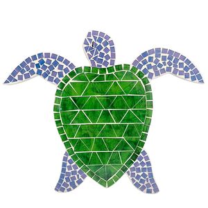 17-1/2" GREEN AND WHITE MOSAIC TURTLE 1