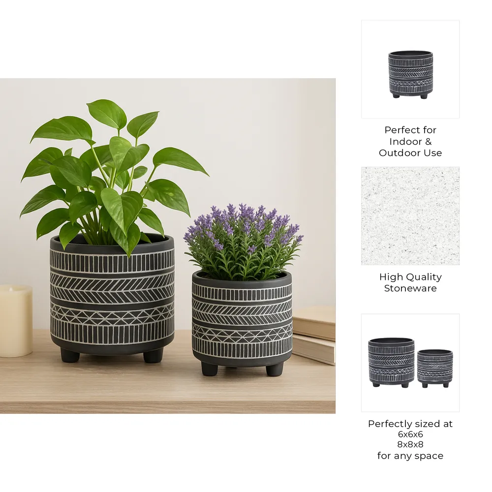 COHENGROVE SET OF 2 BLACK PLANTER 8 (IN)