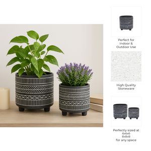 COHENGROVE SET OF 2 BLACK PLANTER 8 (IN) 8