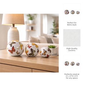 SYLVANWAY SET OF 3 WHITE ORBS 6 (IN) 9