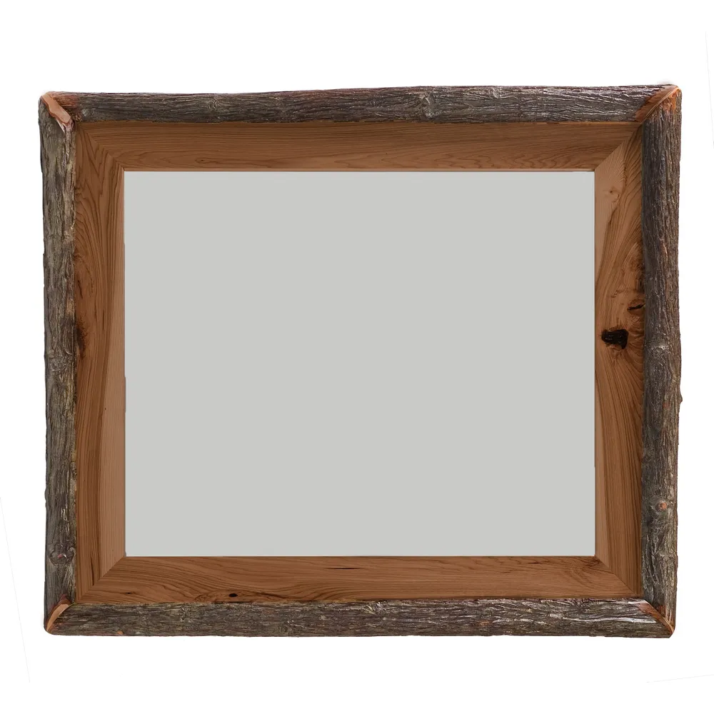 Hickory Log  Mirror - With Glass - Cognac - 48