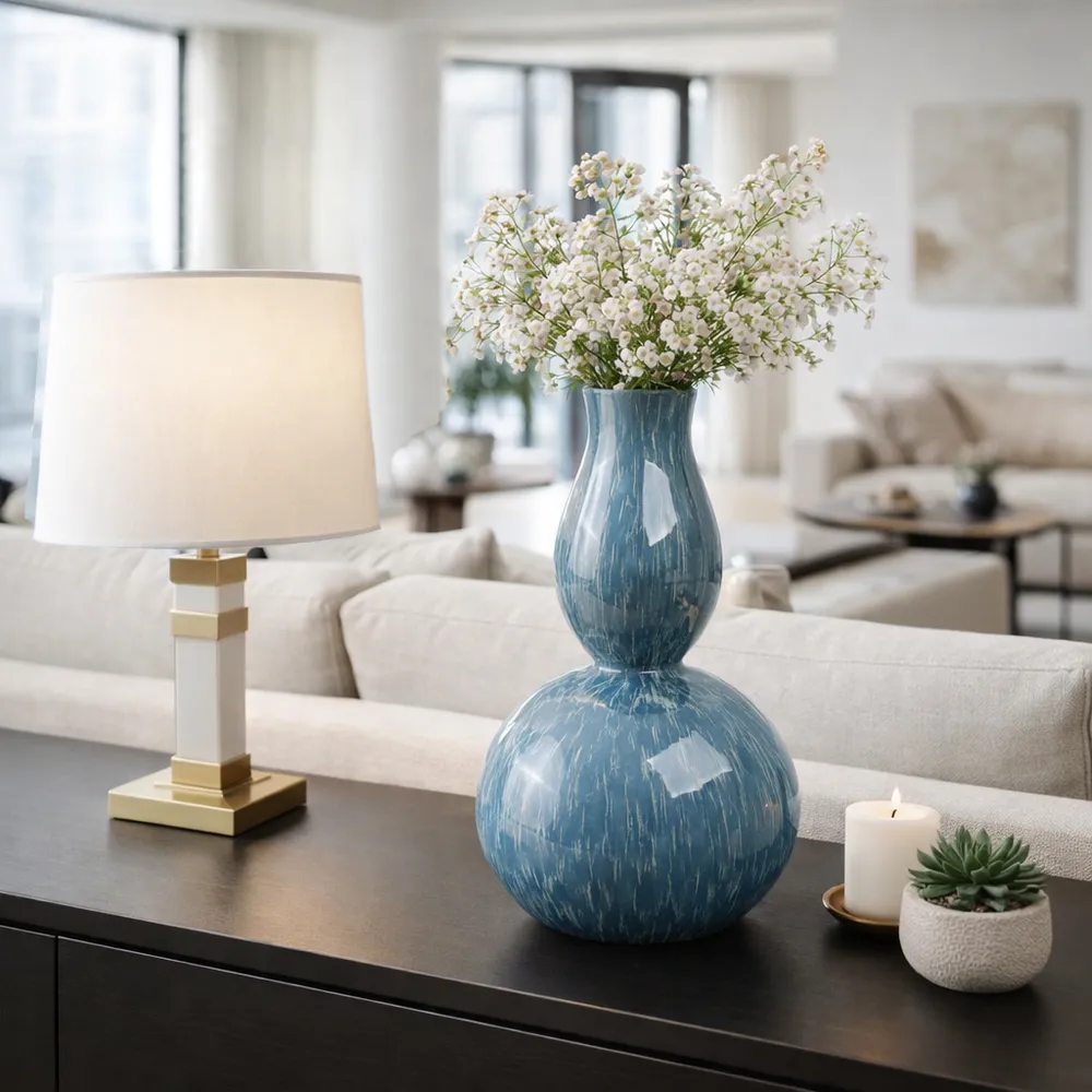 HARLEMSHAW TEAL VASE 18 (IN)