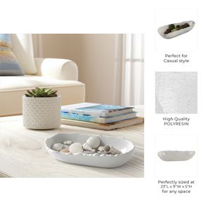 23X9" RAW EDGE MARBLED RESIN BOWL, WHITE 11