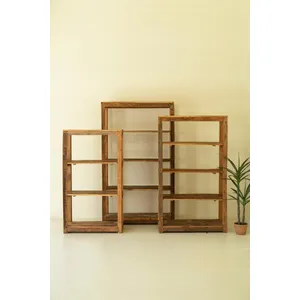 Set of 3 Recycled Wood Shelving Units 5