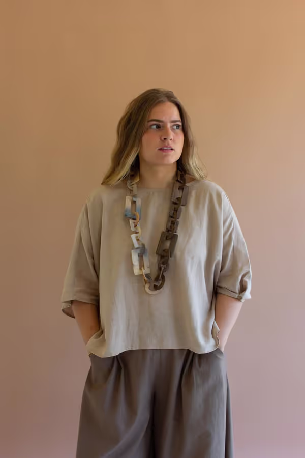 Two-Toned Horn Chain Necklace