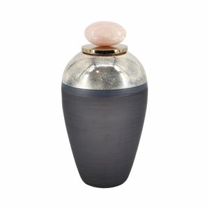 GLASS, 19" VASE W/ RESIN TOPPER, GRAY 1