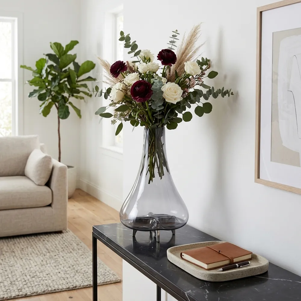 HAYFORDROSE SILVER GLASS VASE 17 (IN)