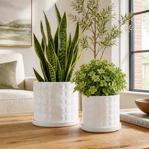 NICOLEMOOR SET OF 2 WHITE PLANTER 7 (IN) 10