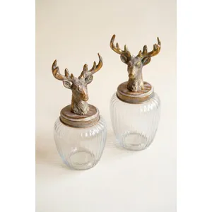 Set of 2 Glass Canisters with Reindeer Tops 4