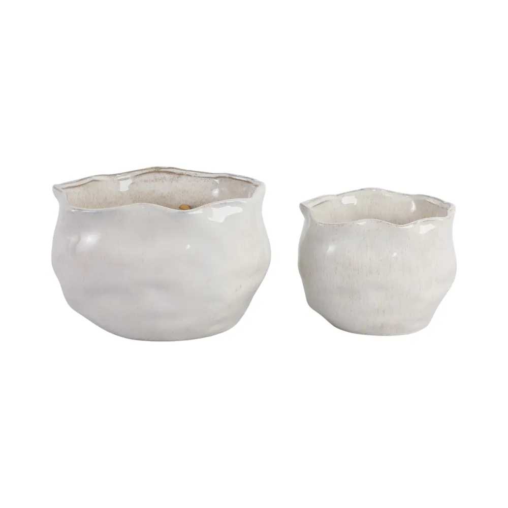 DRAPERSTONE SET OF 2 WHITE PLANTER 9 (IN)