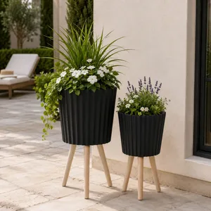 GLASTONCREST SET OF 2 BLACK PLANTER 21 (IN) 11
