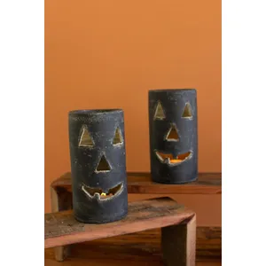 Tall Black Clay Jack-O-Lantern 2