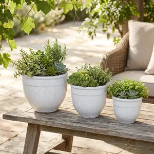 HAYFORDWAY SET OF 3 WHITE PLANTER 8 (IN) 10