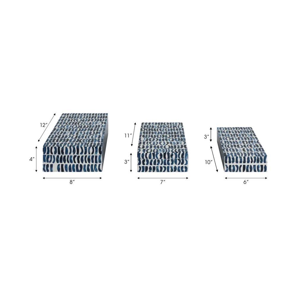 PALMERLAND SET OF 3 BLUE BOXES 4 (IN)