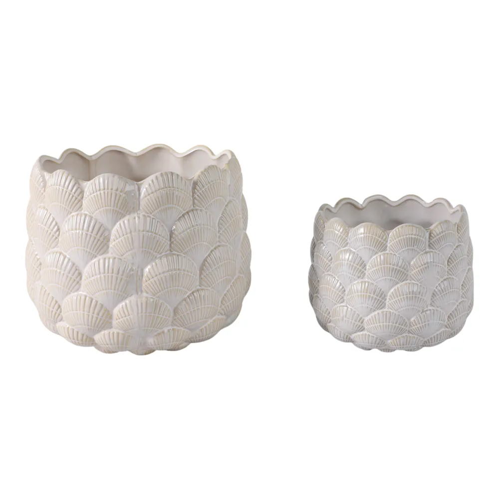HARKENCREST SET OF 2 WHITE PLANTER 8 (IN)