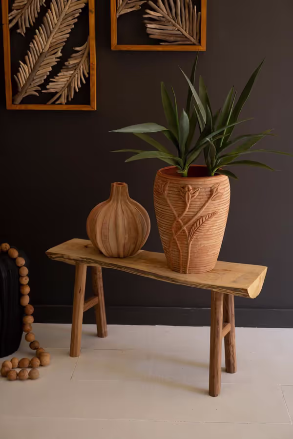Rustic Willow Wood and Silk Tree Bench