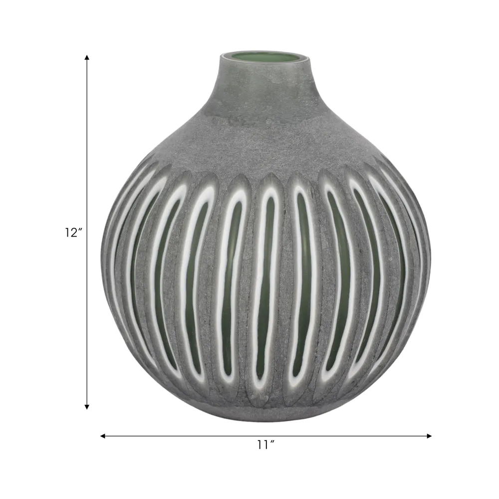 HAMDENSIDE GREEN GLASS VASE 12 (IN)