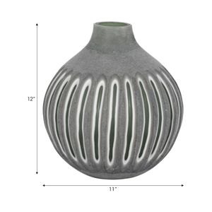 HAMDENSIDE GREEN GLASS VASE 12 (IN) 8