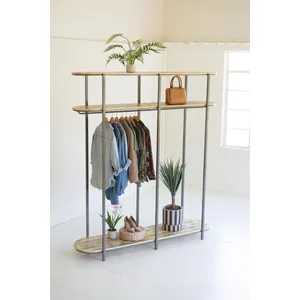 Tall Iron and Recycled Wood Garment Display 1