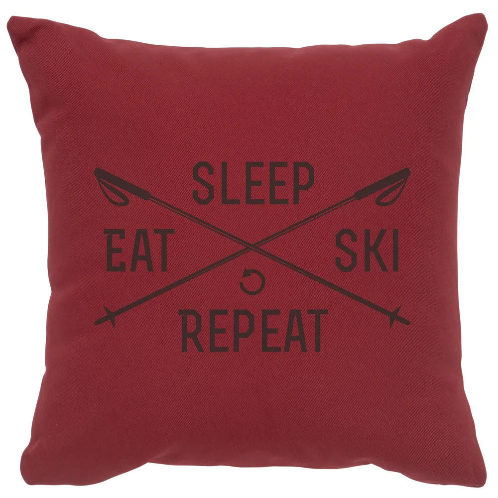 Image Pillow - Sleep, Eat, Ski - Cotton Brick