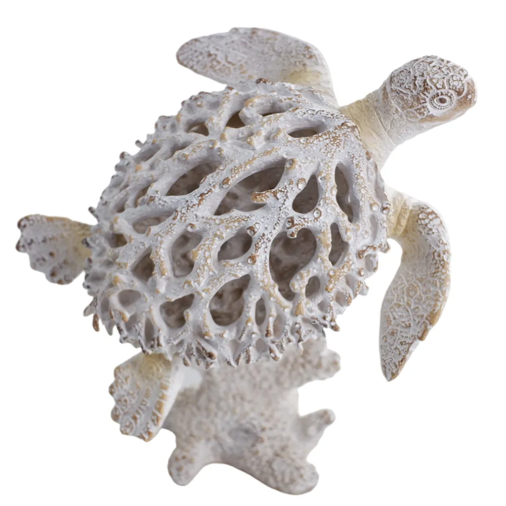 7-1/2" WHITE TURTLE ON CORAL