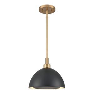 Pelham 10'' Wide 2-Light Mini Pendant - Satin Brass with Matte Black 1