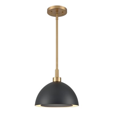 Pelham 10″ Wide 2-Light Mini Pendant - Satin Brass with Matte Black