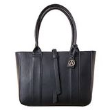 SEE-THRU MESH TOTE WITH FAUX LEATHER BOTTOM - AQUALUX NAVY STRIPE 1