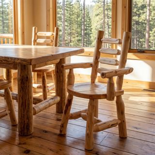 Cedar Ladder-back Log Arm Chair - Coffee
