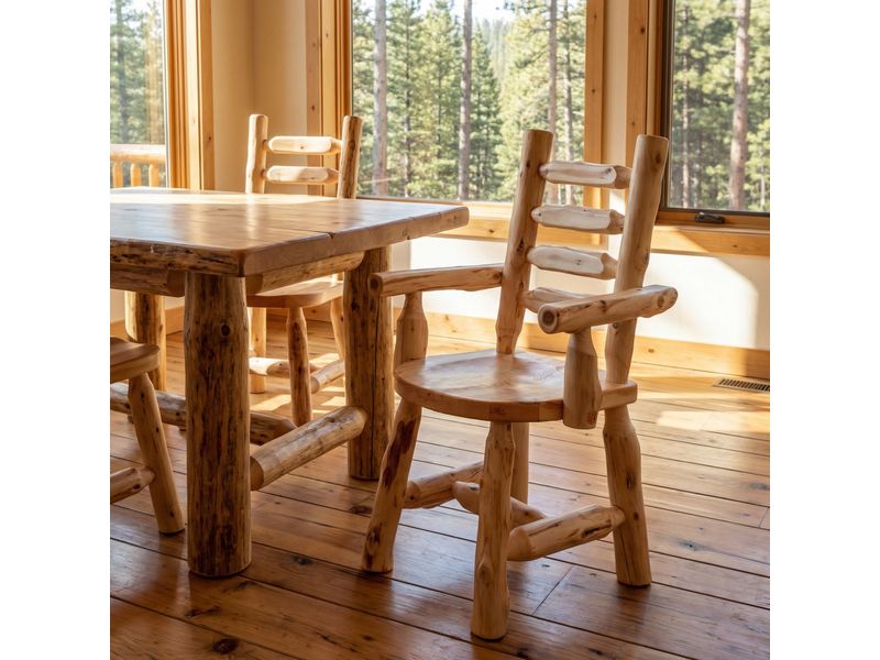 Cedar Ladder-back Log Arm Chair - Coffee 1