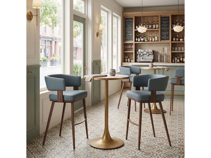 Poise Barstool Azure Gray & Walnut 9