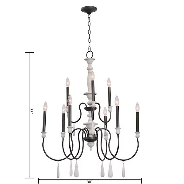 Brownell 30'' Wide 9-Light Chandelier - Anvil Iron